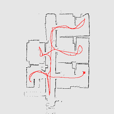 SLAM robot building a 2D map while tracking its trajectory