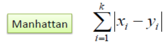 Manhattan L1 distance formula