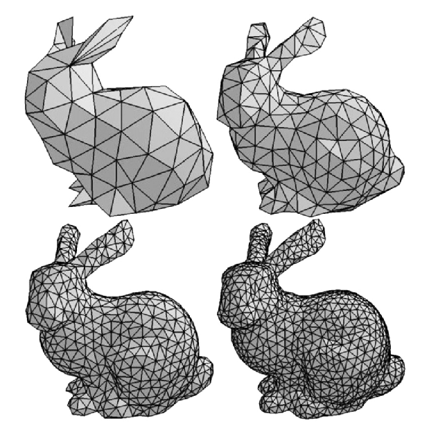 Polygonal mesh at different resolutions