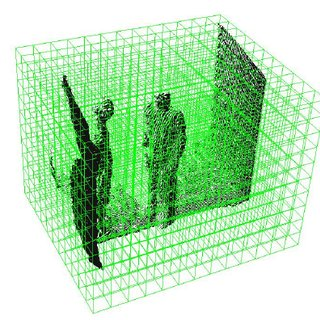 Voxel grid with human figures